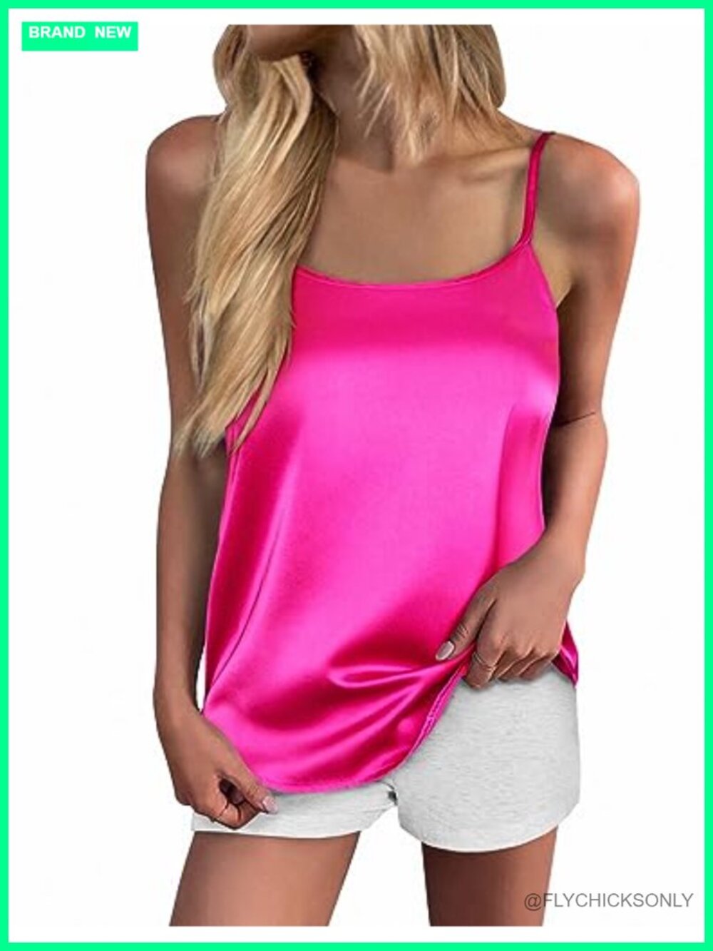 Satin Silk Camisole Tank Top With Butterfly Back Adjustable Straps